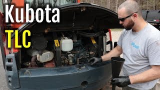 Kubota KX1213 Excavator Oil Filter amp Fuel Filter Change  NH Homestead Vlog [upl. by Llevra816]