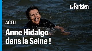 « Elle est super elle est géniale  »  Anne Hidalgo sest baignée dans la Seine [upl. by Munmro]