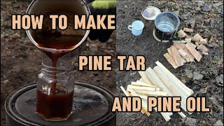 How to make pine tar and pine oil bushcraft survival [upl. by Einnel]