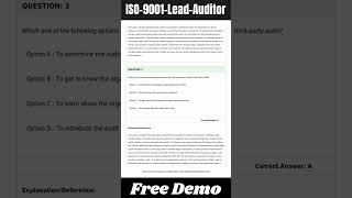 ISO9001LeadAuditor Exam Questions  QMS ISO 90012015 Lead Auditor PDFQuestions [upl. by Goer]