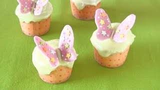 Spring Pastel Butterfly Cupcakes Easter Recipe ちょうちょのカップケーキ レシピ [upl. by Ahsitauq292]