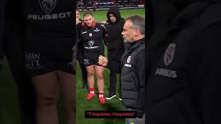 Quand Ugo Mola remet les pendules à lheure malgré la large victoire 😜 rugby toulouse sports [upl. by Aiepoissac]