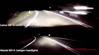 Xenon vs Halogen headlight comparison also Static vs Adaptive headlights [upl. by Redvers100]