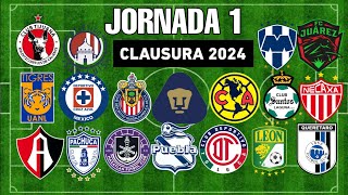 HORARIOS CANALES Y FECHAS DONDE VER LA JORNADA 1  LIGA MX CLAUSURA 2024 [upl. by Roselani]