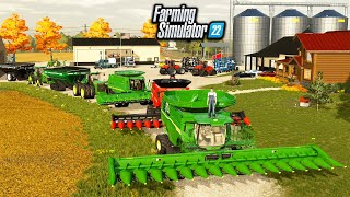 BIG TIME FARMERS RUNNING 3 COMBINES AT ONCE  FARMING SIMULATOR 22 [upl. by Nhguav]