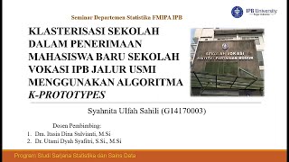 Seminar Klasterisasi Sekolah dalam Penerimaan Mahasiswa Baru Sekolah Vokasi IPB Jalur USMI [upl. by Decamp230]