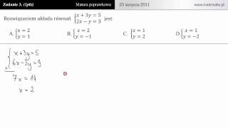 3 Układ równań matura poprawkowa z matematyki 2011 [upl. by Pantia]