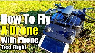 Eachine E58 How To Fly Drone With Phone UFO App Test Flight Review [upl. by Ecnarual]