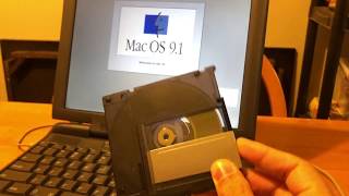 Magneto Optical disk MO on an Apple Macintosh PowerBook 3400c [upl. by Cristy688]