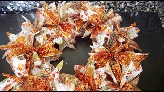 DIY Thanksgiving Ribbon Wreath  Quick and Easy Under 10 [upl. by Veejar418]