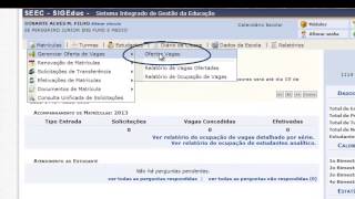 SIGEduc  Vídeo Tutorial  Como Ofertar Vagas [upl. by Miett]