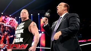 Paul Heyman and Brock Lesnar address the end of The Streak Raw April 7 2014 [upl. by Fanni]