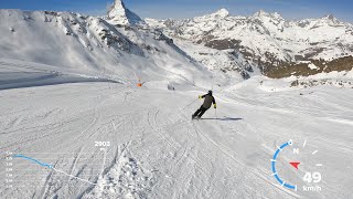 Skiing in Zermatt on slope 28 from Hohtalli to Riffelalp 4K [upl. by Debera185]