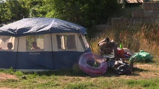 Biddeford clears homeless encampment as public camping ban goes into effect [upl. by Ahsinauq]