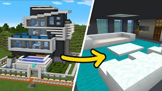 Minecraft How to Build The Safest Modern House  Interior Tutorial [upl. by Rosabelle]