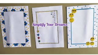 3 Quick and easy design borders for project work Very easy project border designs Design borders [upl. by Abigael291]