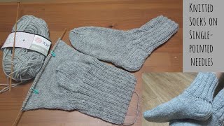 How to knit socks on Singlepointed needles [upl. by Nrol]