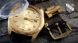 Restoration of a Gold Rolex DayDate  Smashed and Drenched [upl. by Zsa]