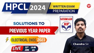 HPCL 2024  Solutions to Previous year papers  Electrical Engg 2023 hpcl live [upl. by Nylrehs952]