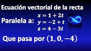 75 Ecuación vectorial de la recta paralela a otra dada en su forma paramétrica [upl. by Afihtan34]