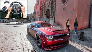 1100HP Dodge Challenger SRT Demon  Forza Horizon 5  Steering wheel gameplay [upl. by Ayalat]