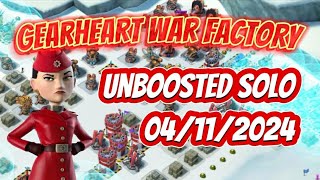 BOOM BEACH TODAYS GEARHEART WAR FACTORY UNBOOSTED 04112024 [upl. by Anahsek]