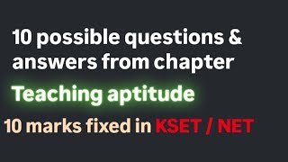 kset exam first paper important questions answers from teaching aptitude chapter [upl. by Yasnil]