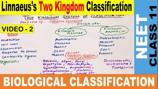 Biological Classification Class 11  Linnaeuss Two Kingdom Classification  NEET 2020 [upl. by Oicneconi321]