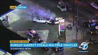 Full chase Suspect rams cars steals van and truck during SoCal pursuit [upl. by Koblick]