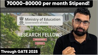 70000 per month Stipend in IITs and NITs Through PMRF scheme Best opportunity through GATE 2025 [upl. by Elamef]