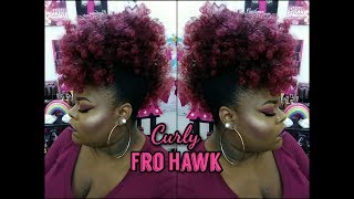 Faux Hawk Using A Drawstring Ponytail  How To Do A Fro Hawk On Natural Hair [upl. by Ashien]