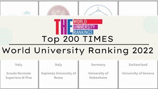 2022Top 200 TIMES World University Ranking 2022｜Times higher education 2022 University Ranking [upl. by Hobart485]