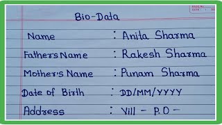 How to Write BiodataBiodata FormatResumeBiodata Kaise Banaye [upl. by Aivatnuahs]