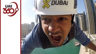 Trying out world’s longest urban zipline at XLine Dubai Marina [upl. by Lisetta]