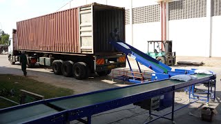 Loading unloading 50kg PP bags directly from warehouse to containers trailers vans trucks [upl. by Nerred]