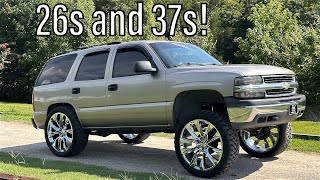 26s and 37s FOR REGGIES TAHOE  CADDY RACKS AND PILLARS FOR MY YUKON  AUXITO JUMP STARTER REVIEW [upl. by Etteuqal]