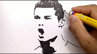 VERY EASY how to draw CRISTIANO RONALDO  CR7 [upl. by Nairadas]