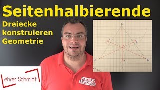 Seitenhalbierende eines Dreiecks konstruieren Schwerpunkt  Geometrie  Mathematik  Lehrerschmidt [upl. by Ellehsal]