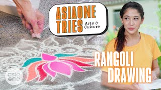 Discovering the beauty of Rangoli with Munah  AsiaOne Tries Arts amp Culture [upl. by Attehcram546]