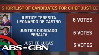 The World Tonight De Castro Peralta Bersamin in shortlist to be next chief justice [upl. by Bocaj]