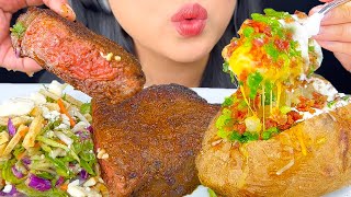 ASMR Giant Cheesy Baked Potato and Ribeye Steak Eating Sounds ASMR Phan [upl. by Baum]