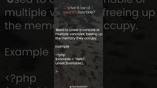 9 What is the use of unset function php mostaskedquestion [upl. by Vinia]