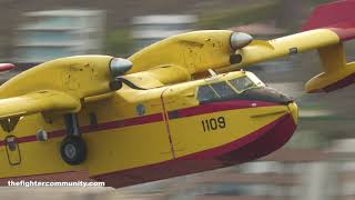 4K Hidroaviones luchando contra el fuego en Tenerife 43 Grupo del Ejército del Aire Canadair CL415 [upl. by Knick]