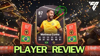 Is 87 Matheus Cunha WORTH IT  FC24 Player Review  Lvl 40 Objective GUIDE  Ultimate Team [upl. by Wilden450]