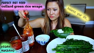 COLLARD GREEN RICE WRAPS • Mukbang amp Recipe [upl. by Baggs]