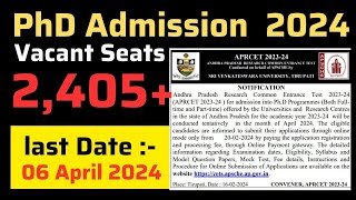 ▶️APRCET 2024 🔥🔥Notification Released For PhD Admissions 🔴 Eligibility Fee How to apply [upl. by Howlend]