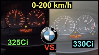 Acceleration Battle  200 kmh  BMW 325Ci vs 330Ci  Legendary E46 [upl. by Wilbur363]