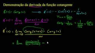 Demonstração da derivada da função cotangente [upl. by Beckman]