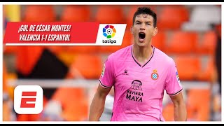 ¡Gol del Cachorro Montes Que le da vida al Espanyol y pone el empate 11 ante Valencia  La Liga [upl. by Attennhoj]