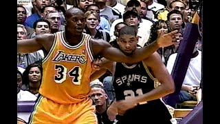 NBA On NBC  Tim Duncan Battles Shaq 1999 WCSF Spurs  Lakers G3 amp G4 [upl. by Amadis]